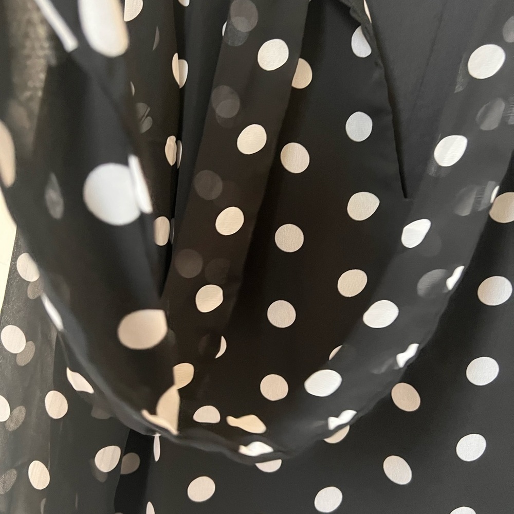 Walter Baker Duchess black polka dot neck tie top size S - Picture 10 of 10